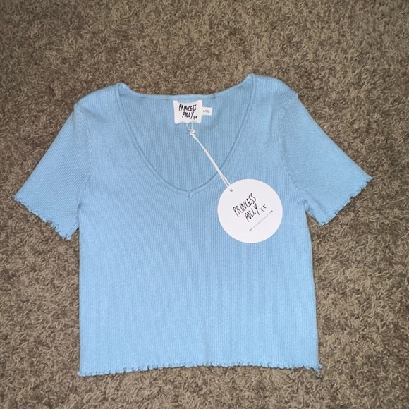 Princess Polly Cropped Blue Short Sleeve - Picture 1 of 1